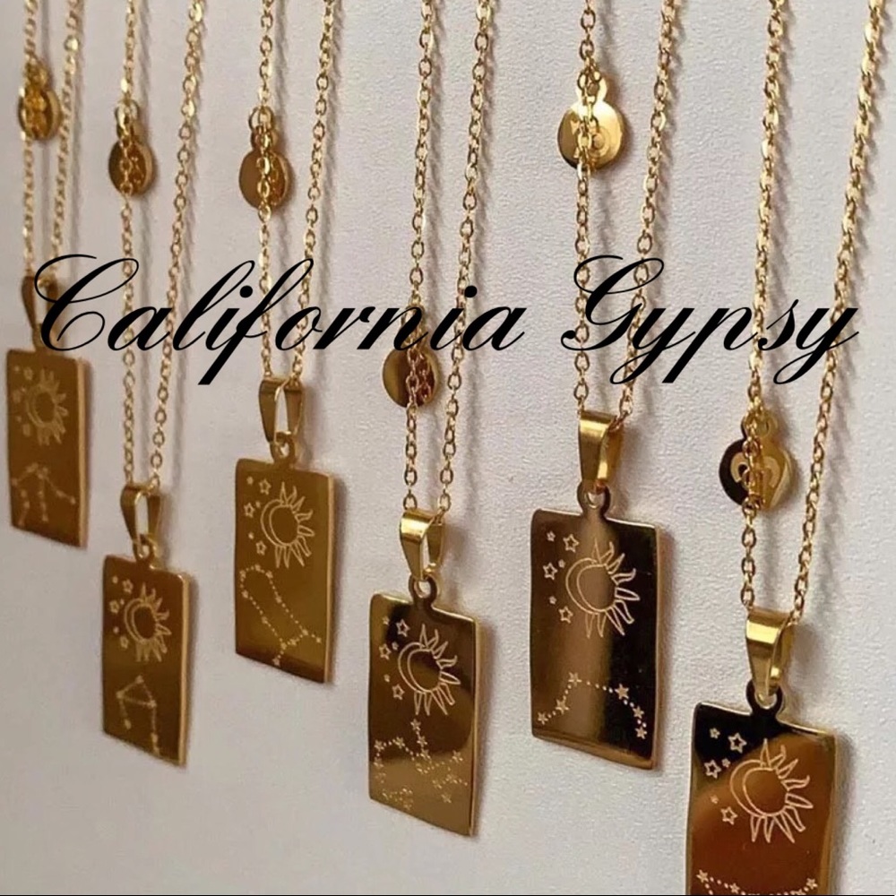 Libra Zodiac Gold Pendant Necklace - Picture 5 of 8